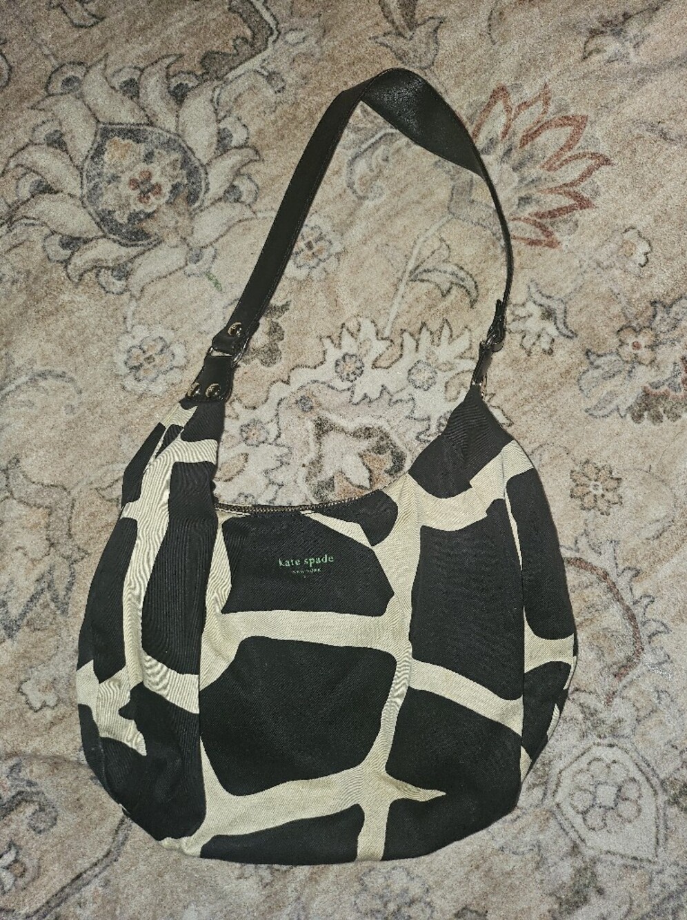 kate spade Black and Cream Graphic Pattern Shoulder Bag